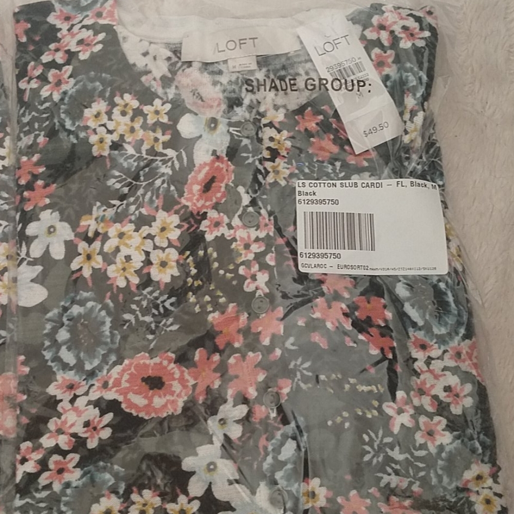 LOFT Floral Black Cardigan - Picture 3 of 4